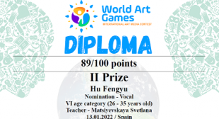 Магистрант БГПУ стал лауреатом 2 степени международного конкурса «World Art Games»